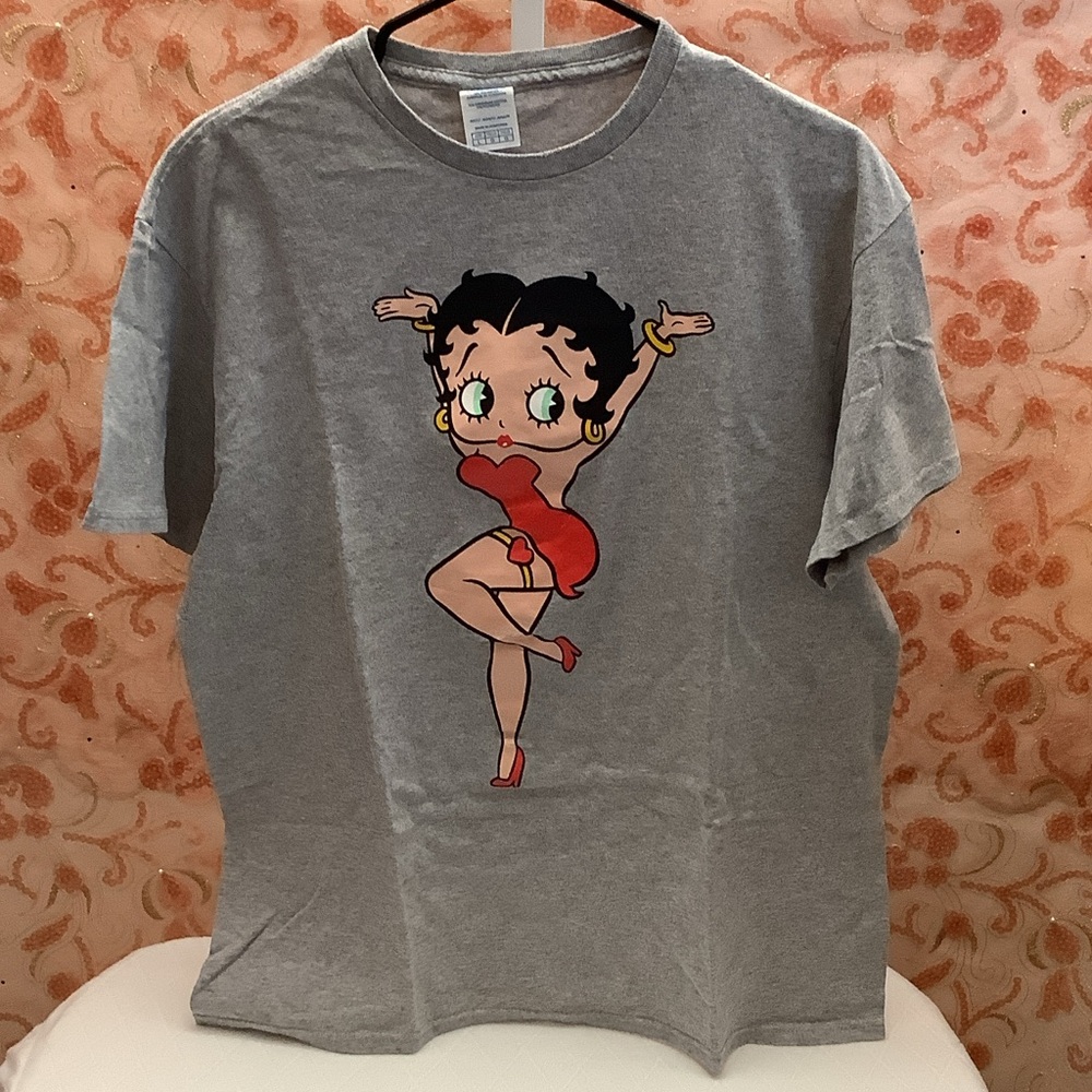 Betty Boop Gray Cartoon Character Women's Tee - Picture 2 of 4